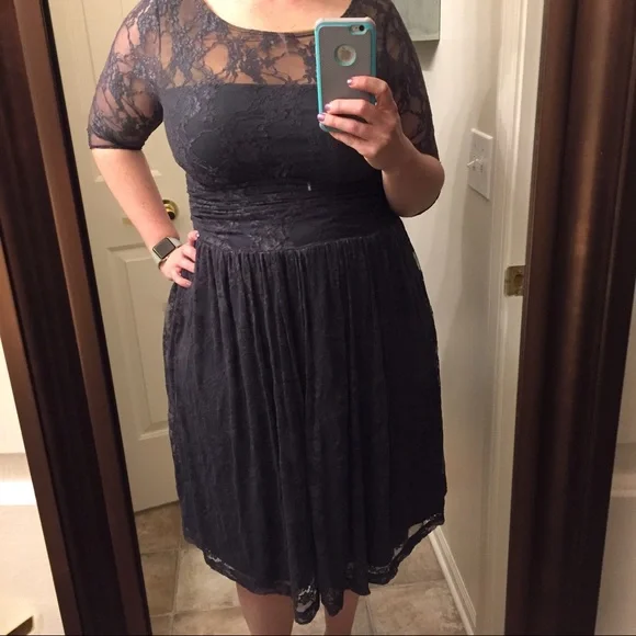 grey dress with black lace Elegant Black and Silver Lace Long Prom Dress, A-Line Square Neck Part